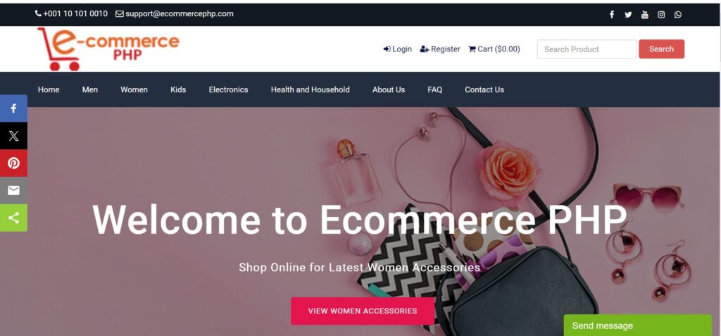 Ecommerce Website Project in PHP/MYSQL Free Download
