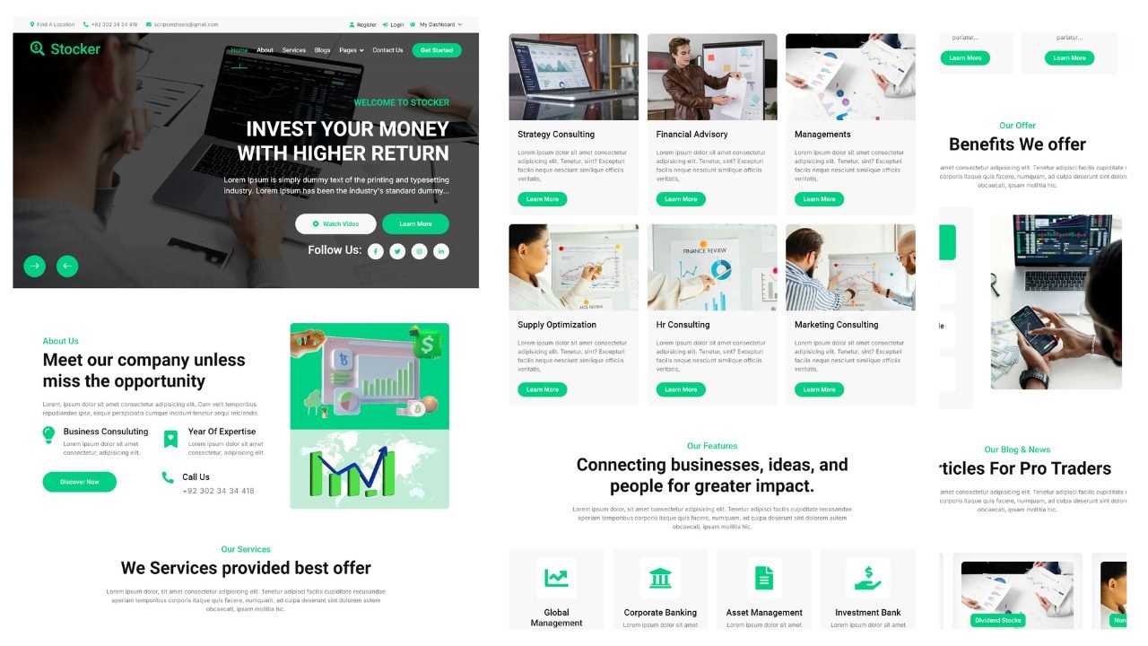 Stock Market Website Template Free Download