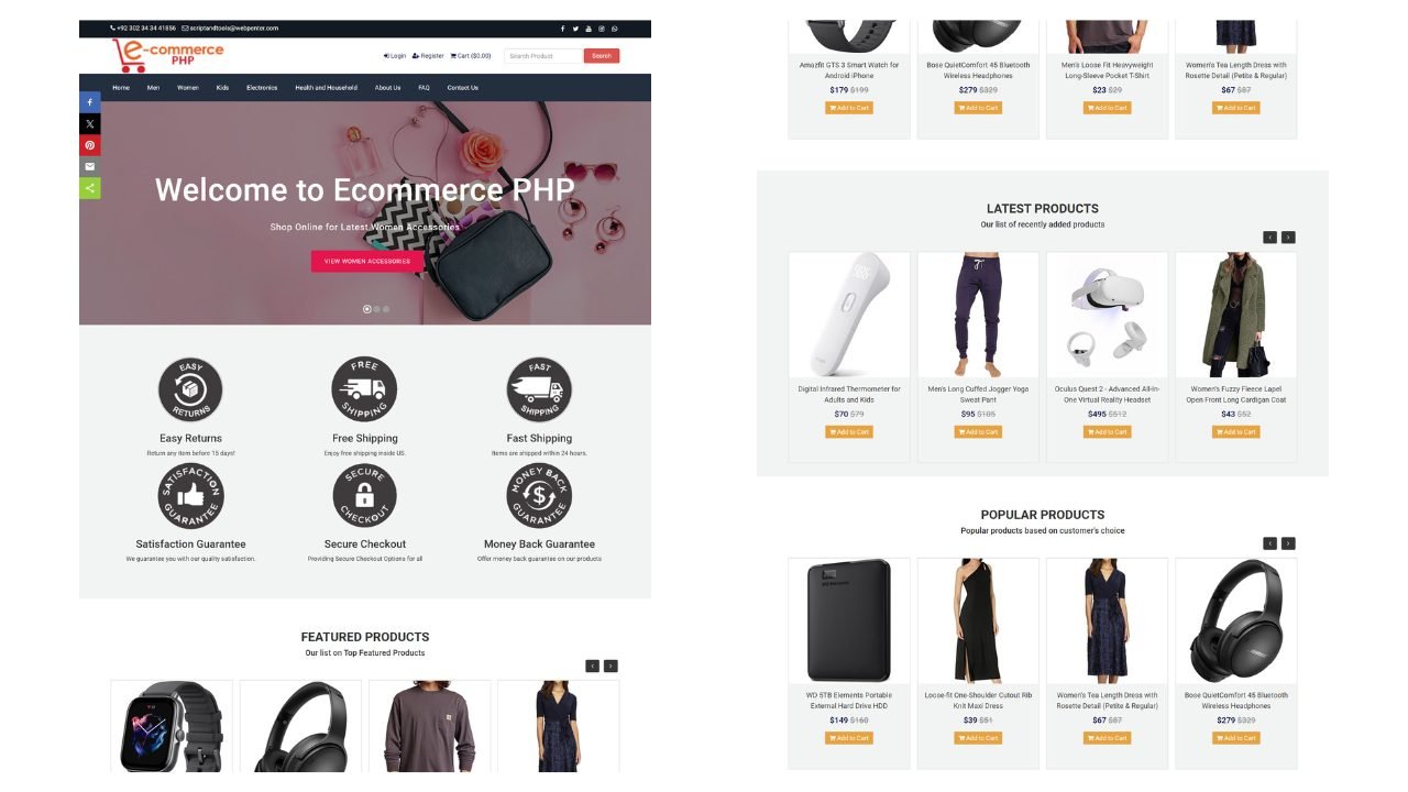 Ecommerce Website Project in PHP/MYSQL Free Download