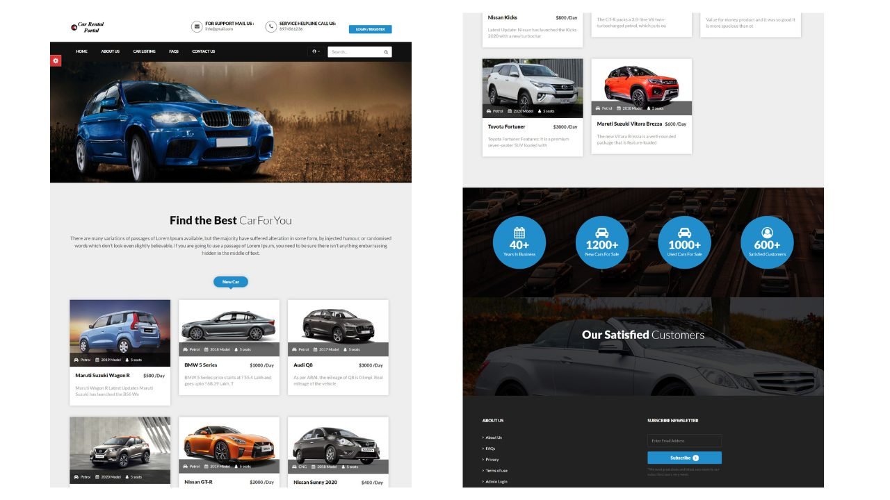 Online Car Rental System In PHP Free Download