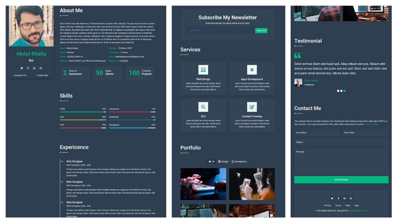 DarkCV – Bootstrap CV Resume Template Free Download