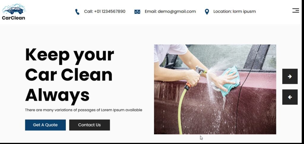 100% Free Car Clean HTML CSS JavaScript Template