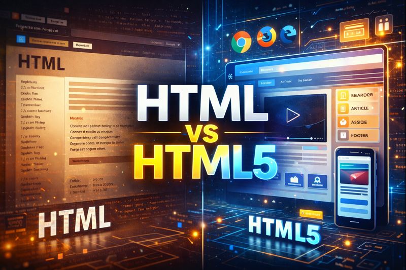 HTML vs HTML5 Complete Comparison Features Differences - Featured Image