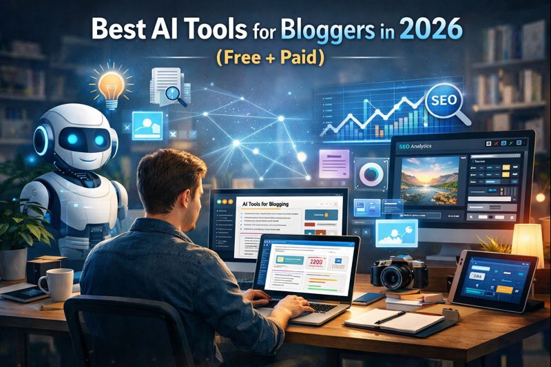 Best AI Tools for Bloggers in 2026 (Free + Paid) - Featured Image